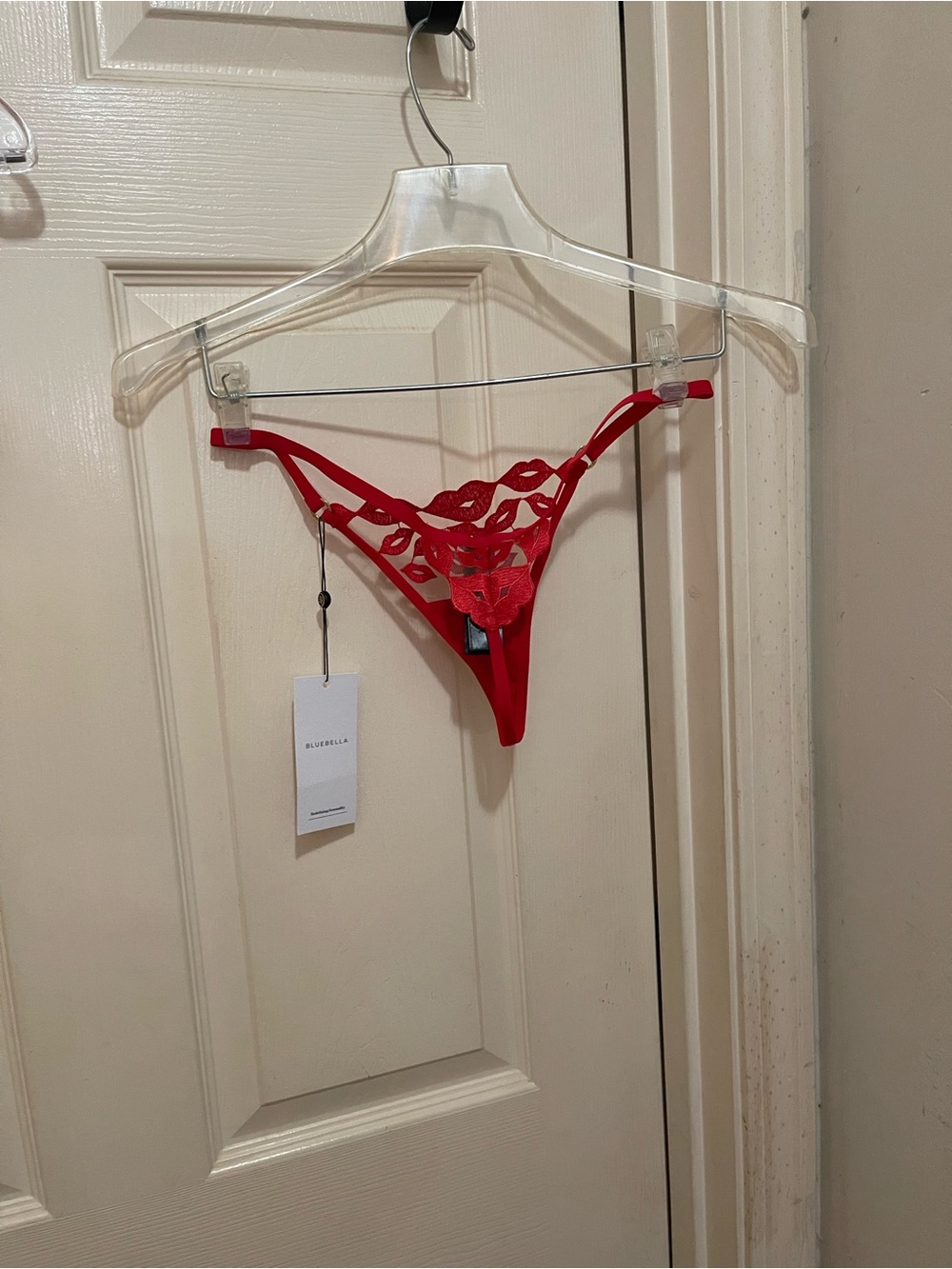 Victoria's Secret Red Floral Cutout Thong